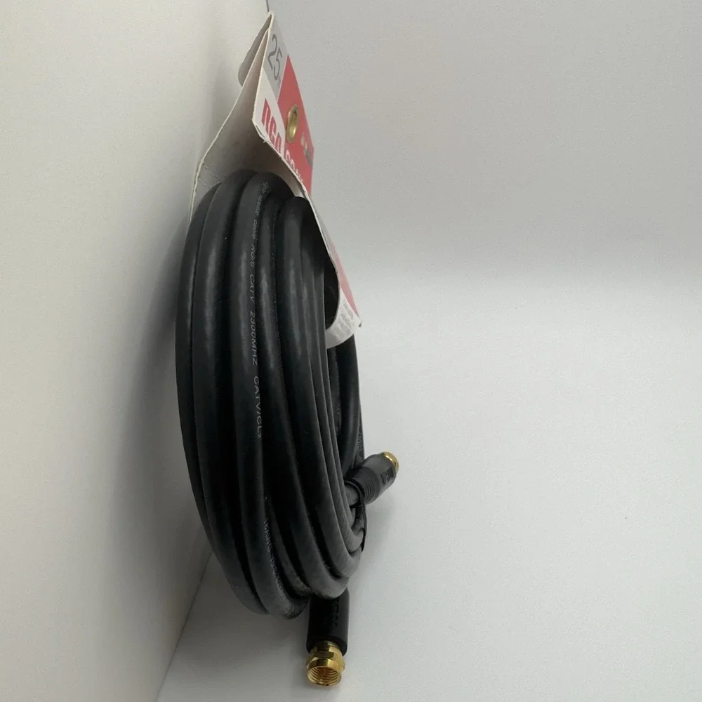RCA VH625R RG6 Coaxial Cable 25ft Black HDTV Satellite TV Audio Video Wire